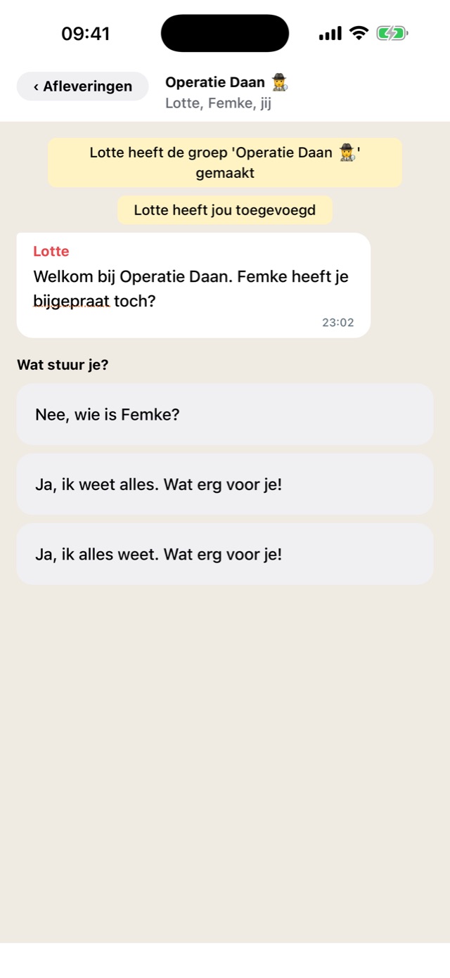 Doe Normaal screen: replying in a Dutch group chat